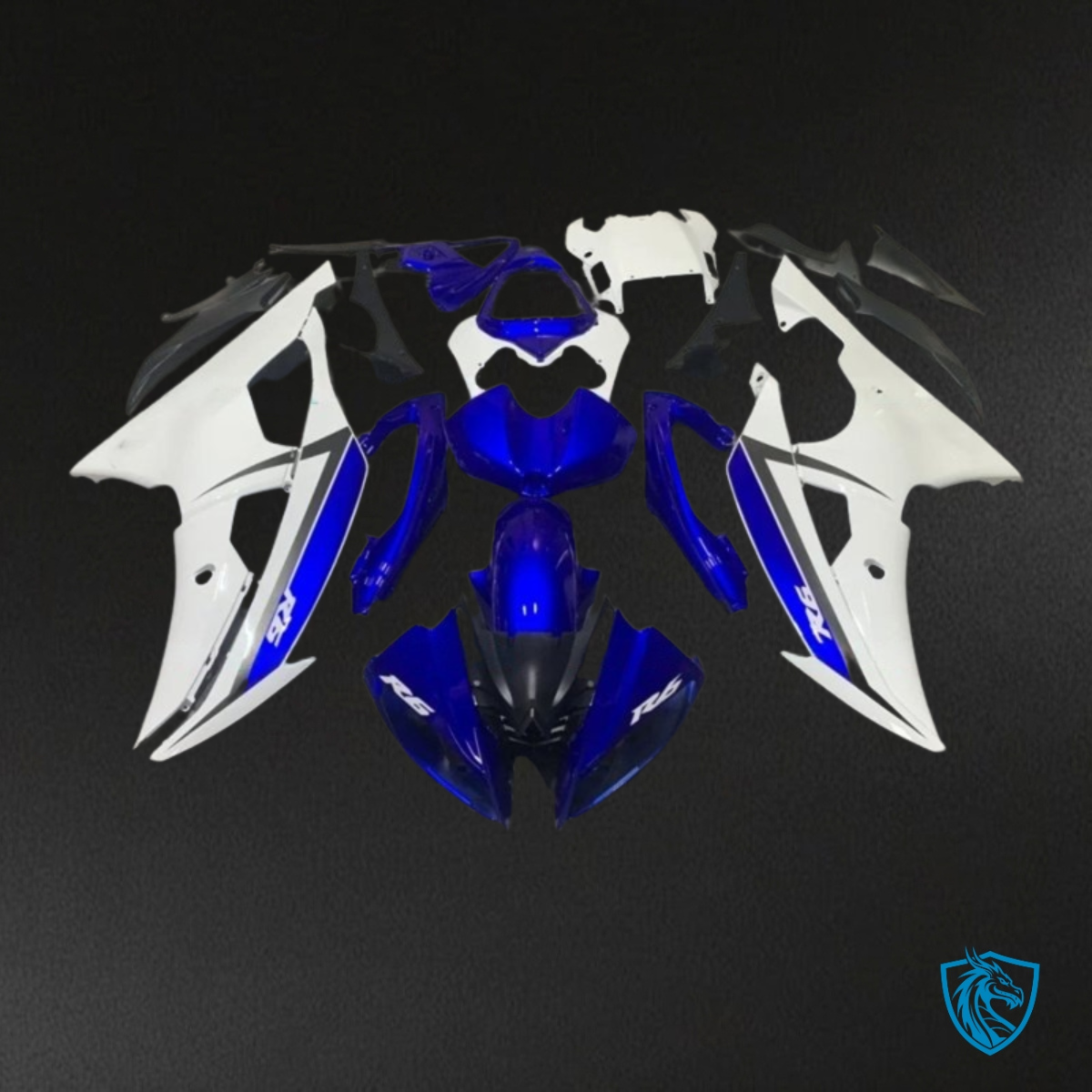 Yamaha YZF R6 (2008-2016) Black, White & Blue - MERGEment Motorcycle Fairings Kit