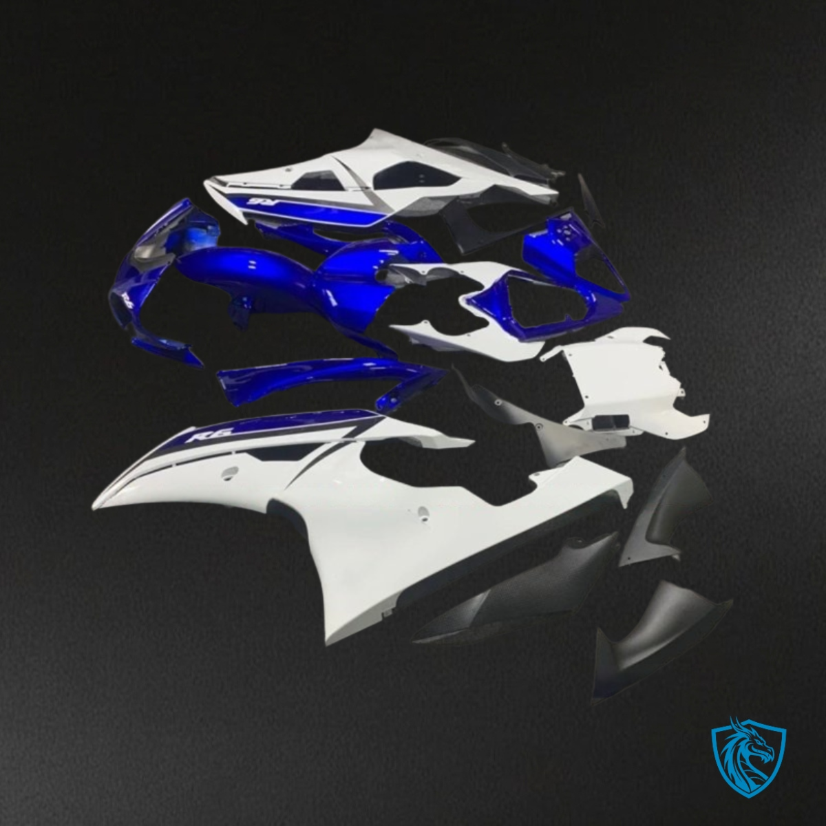 Yamaha YZF R6 (2008-2016) Black, White & Blue - MERGEment Motorcycle Fairings Kit