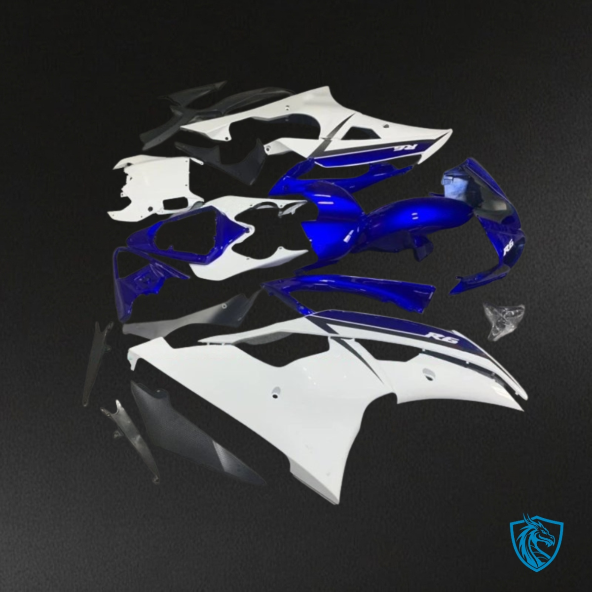 Yamaha YZF R6 (2008-2016) Black, White & Blue - MERGEment Motorcycle Fairings Kit
