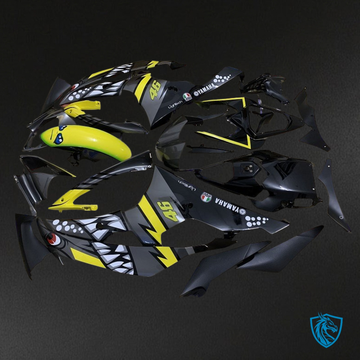 Yamaha YZF R6 (2008-2016) Black & Yellow Shark - MERGEment Motorcycle Fairings Kit