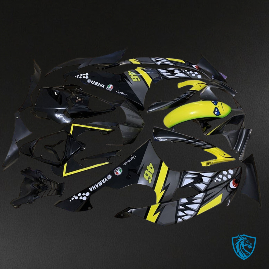 Yamaha YZF R6 (2008-2016) Black & Yellow Shark - MERGEment Motorcycle Fairings Kit