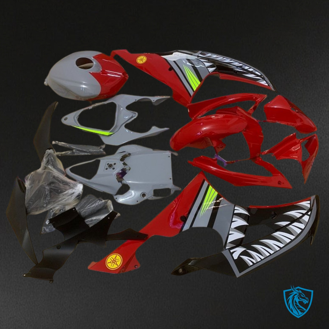 Yamaha YZF R6 (2008-2016) Red & Gray Shark Fairings Kit | ABS Bodywork