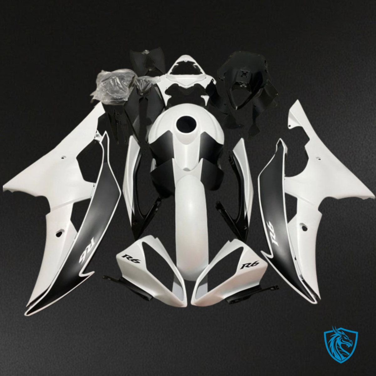 Yamaha YZF R6 (2008-2016) White & Black - Custom ABS Fairing Kit