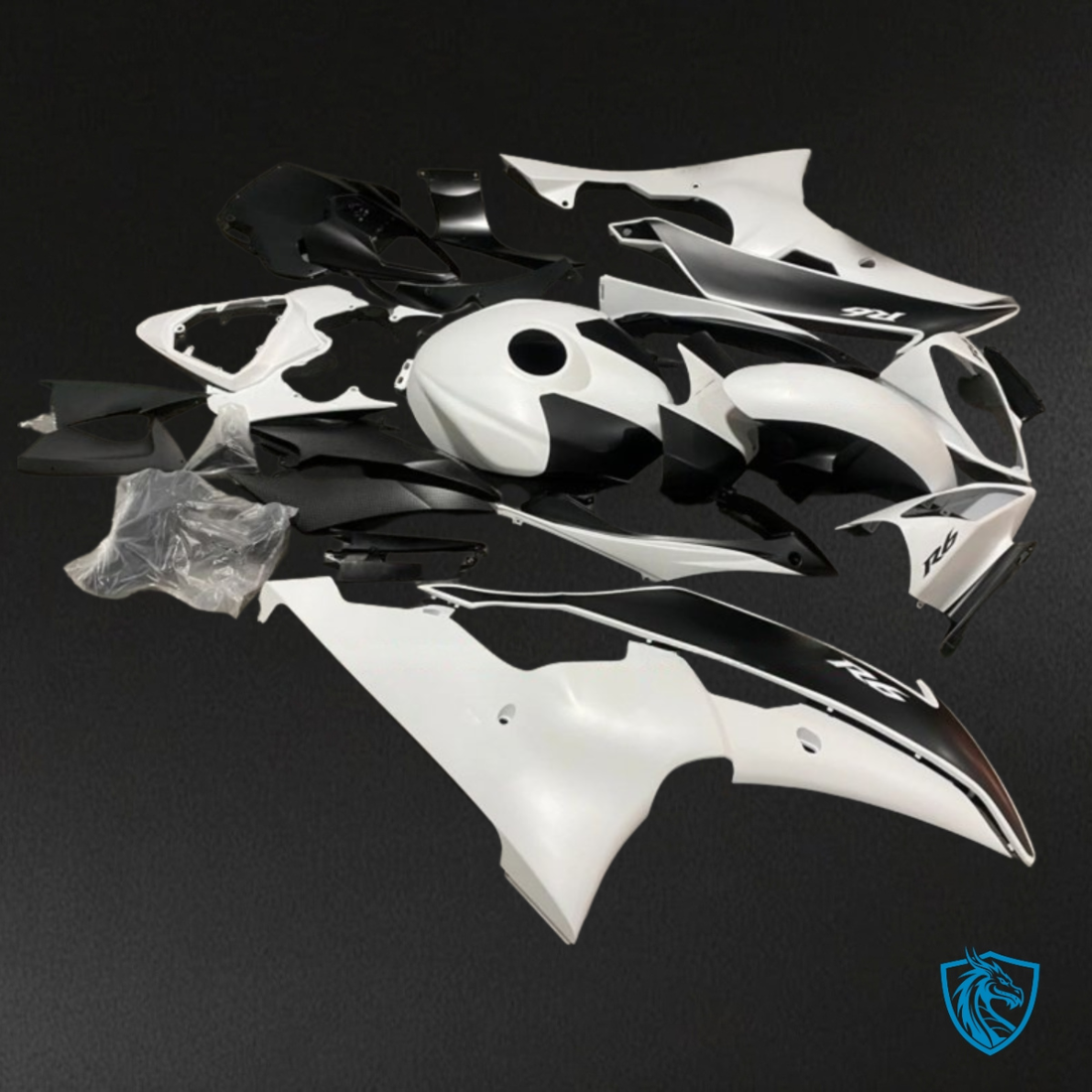 Yamaha YZF R6 (2008-2016) White & Black - Custom ABS Fairing Kit