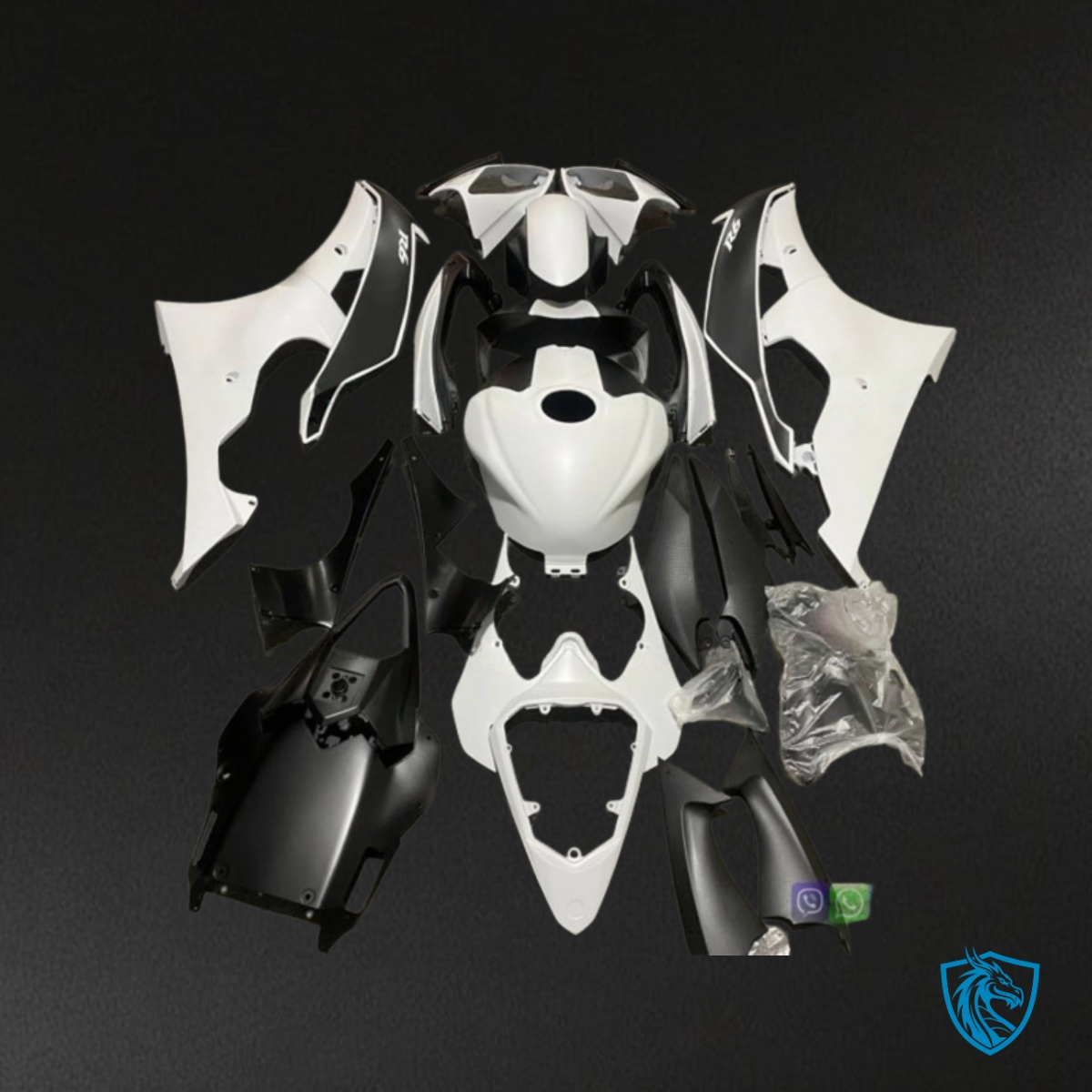 Yamaha YZF R6 (2008-2016) White & Black - Custom ABS Fairing Kit