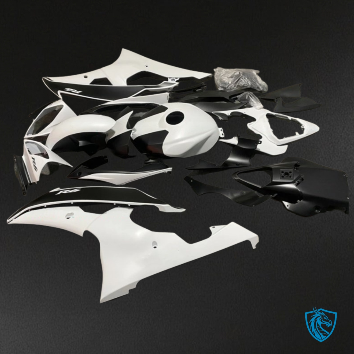 Yamaha YZF R6 (2008-2016) White & Black - Custom ABS Fairing Kit