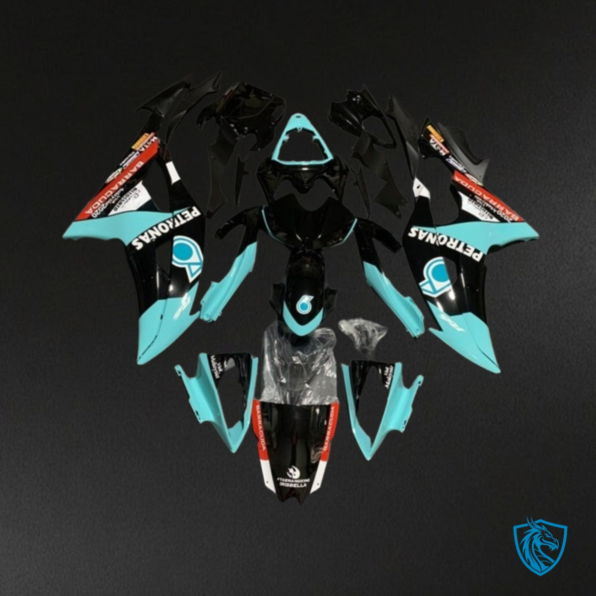 Yamaha YZF R6 (2008-2016) Light Blue & Black Petronas - Custom ABS Fairing Kit