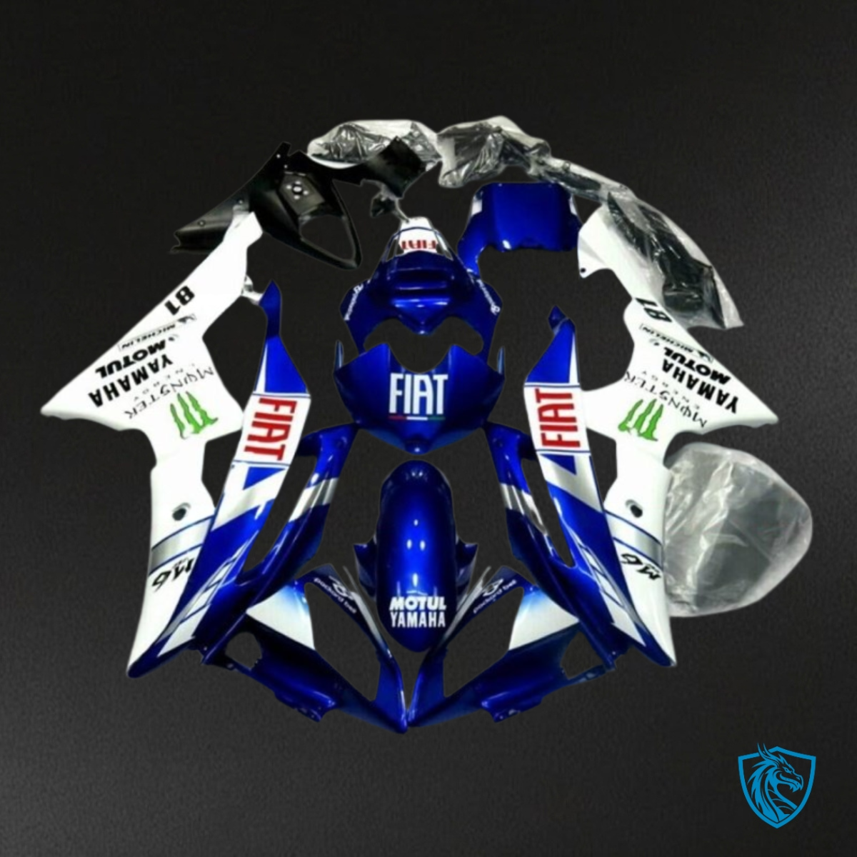 Yamaha YZF R6 (2008-2016) Blue & White FIAT MONSTER Fairings Kit | ABS Bodywork
