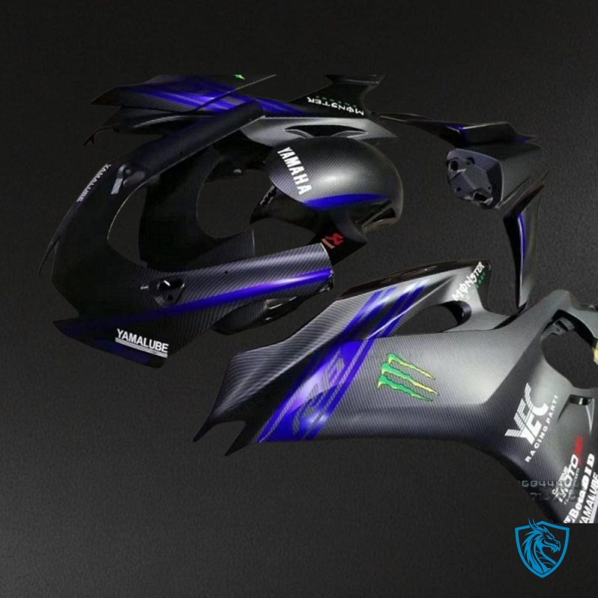 Yamaha YZF R6 (2017-2019) Black & Purple Carbon Faiber Monster - Custom ABS Fairing Kit