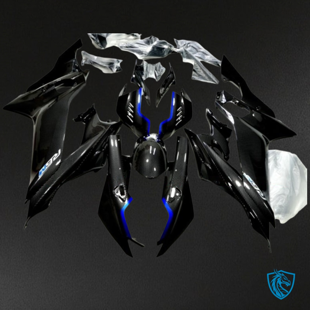 Yamaha YZF R6 (2017-2019) Black & Blue Carbon Fiber Fairings Kit | ABS Bodywork
