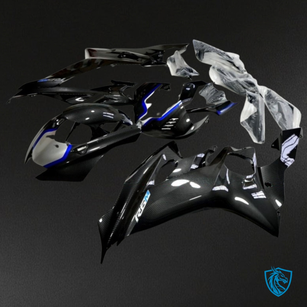 Yamaha YZF R6 (2017-2019) Black & Blue Carbon Fiber Fairings Kit | ABS Bodywork