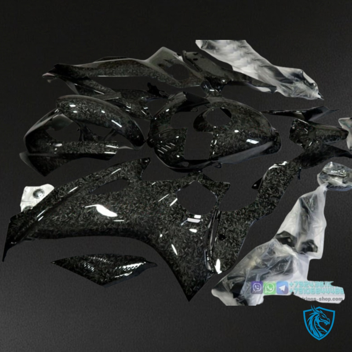 Yamaha YZF R6 (2017-2019) Glossy Black Carbon Fiber Fairing Kit - Aftermarket ABS Bodywork