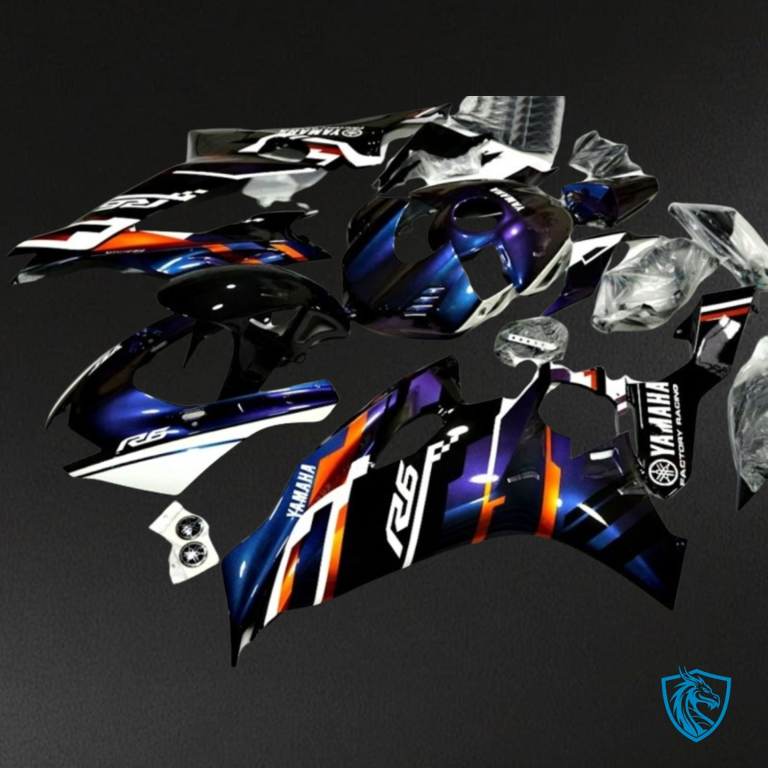 Yamaha YZF R6 (2017-2019) Black, Blue & White Fairing Kit - Aftermarket ABS Bodywork