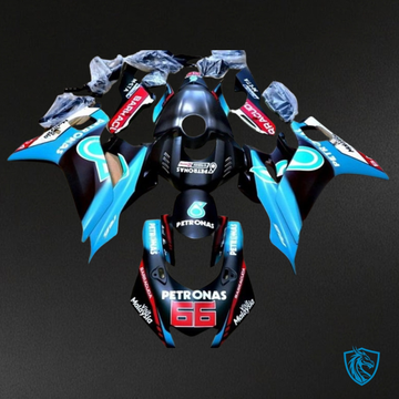 Yamaha YZF R6 (2017-2019) Black, Red & Light Blue Stripe Fairing Kit | ABS Bodywork