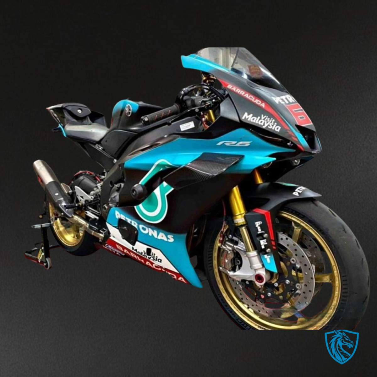 Yamaha YZF R6 (2017-2019) Black, Red & Light Blue Stripe Fairing Kit | ABS Bodywork