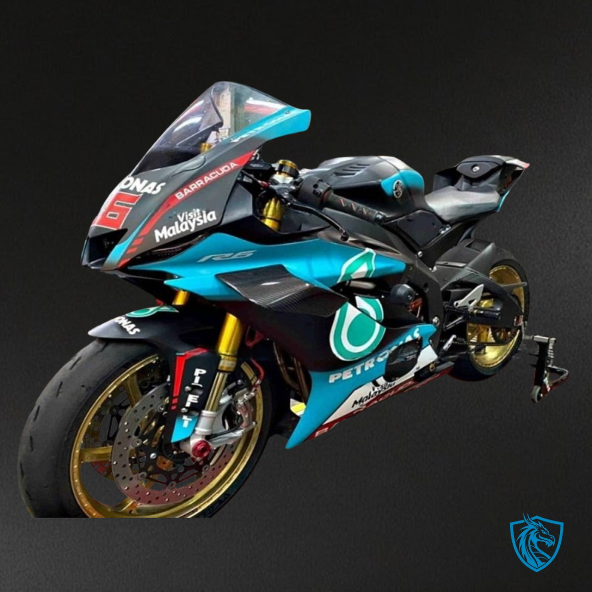Yamaha YZF R6 (2017-2019) Black, Red & Light Blue Stripe Fairing Kit | ABS Bodywork