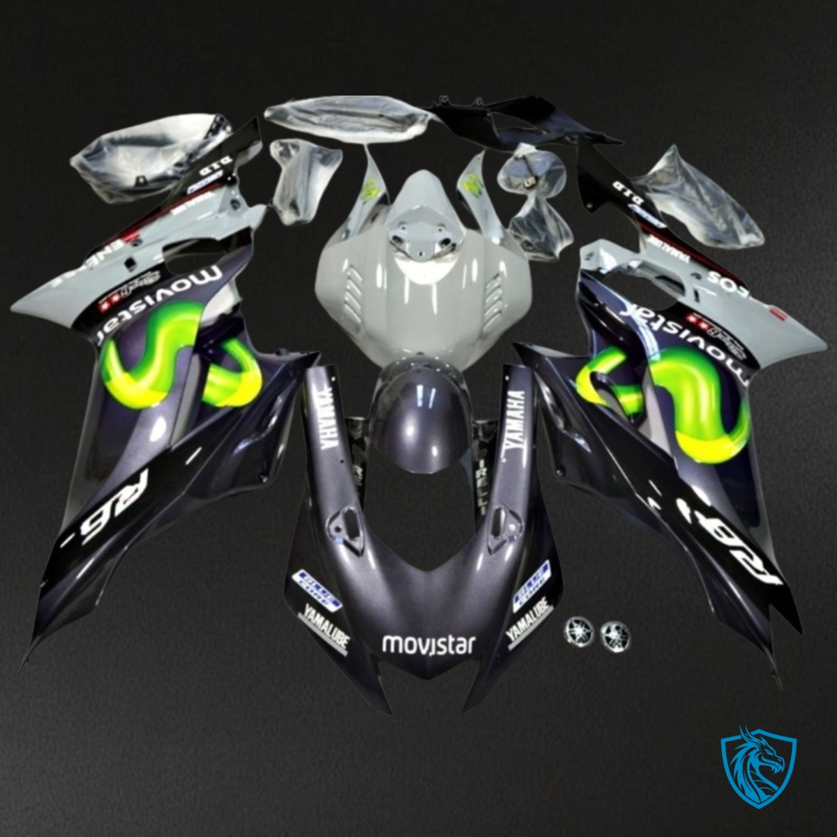 Yamaha YZF R6 (2017-2019) Gloss Black & White - MERGEment Motorcycle Fairings Kit