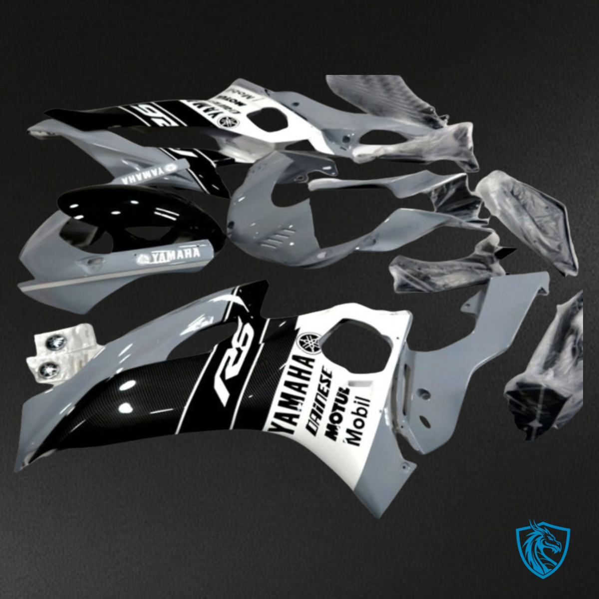 Yamaha YZF R6 (2017-2019) Gloss Gray, Black & White Fairings Kit | ABS Bodywork