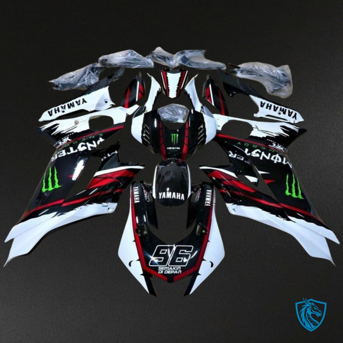 Yamaha YZF R6 (2017-2019) Black, White & Red - Custom ABS Fairing Kit