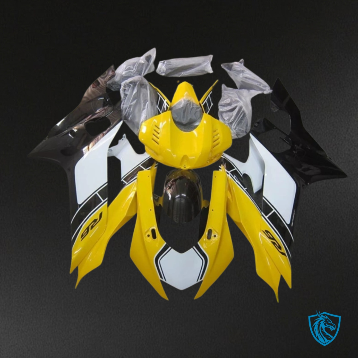 Yamaha YZF R6 (2017-2019) Glossy Yellow, Black & White Fairing Kit - Aftermarket ABS Bodywork