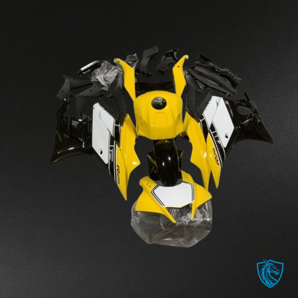 Yamaha YZF R6 (2017-2019) Glossy Yellow, Black & White Fairing Kit - Aftermarket ABS Bodywork