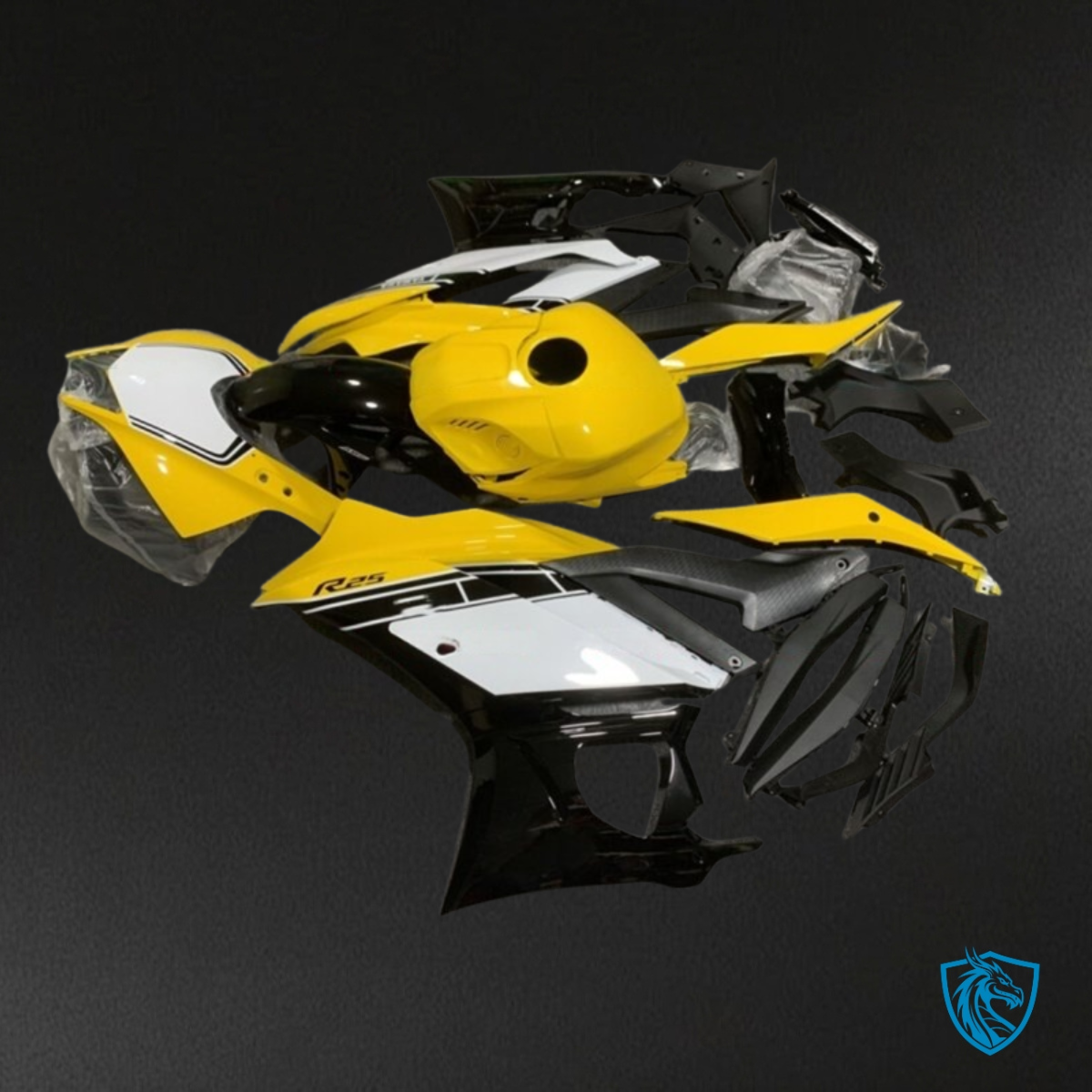 Yamaha YZF R6 (2017-2019) Glossy Yellow, Black & White Fairing Kit - Aftermarket ABS Bodywork