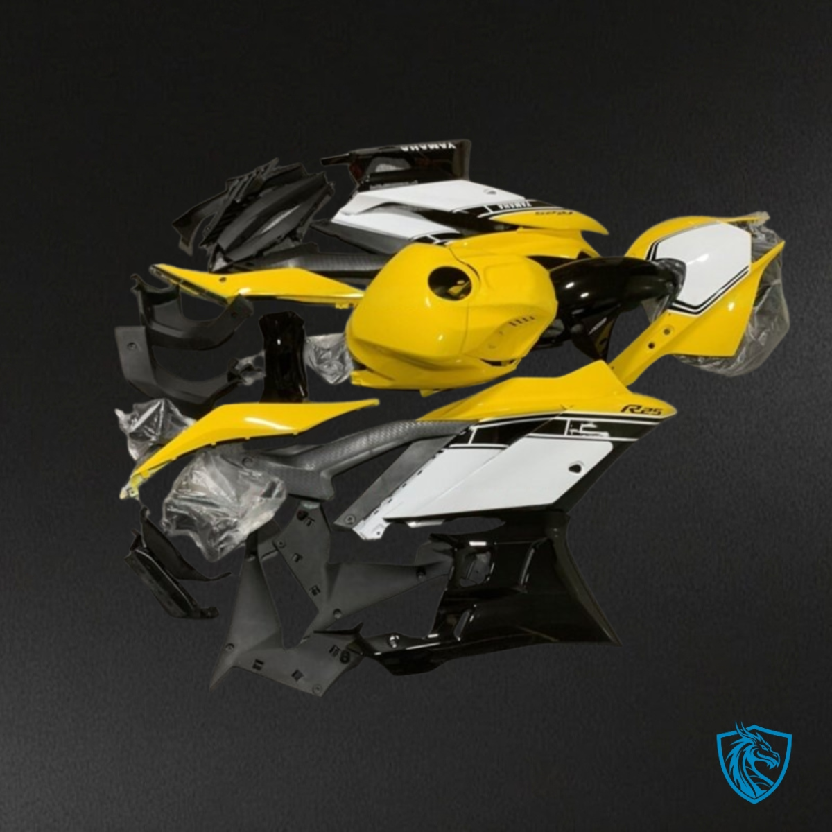 Yamaha YZF R6 (2017-2019) Glossy Yellow, Black & White Fairing Kit - Aftermarket ABS Bodywork