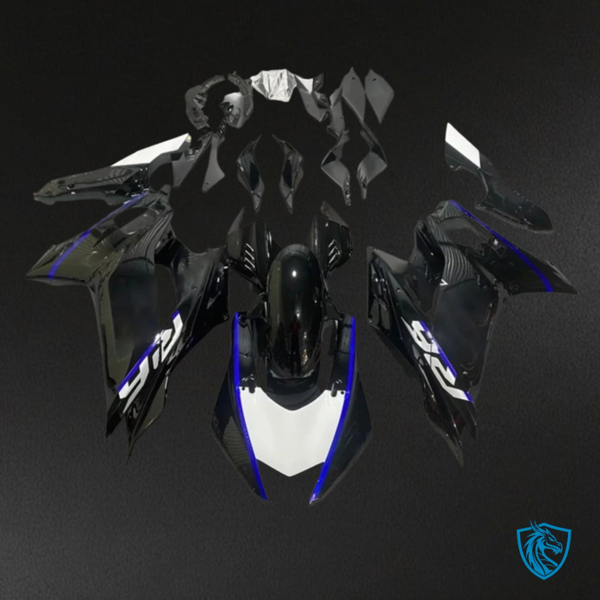 Yamaha YZF R6 (2017-2019) Black & White Logo Fairings Kit | ABS Bodywork