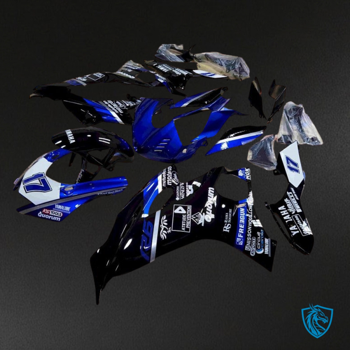 Yamaha YZF R6 (2017-2019) Blue, Black & White Fairing Kit - Aftermarket ABS Bodywork