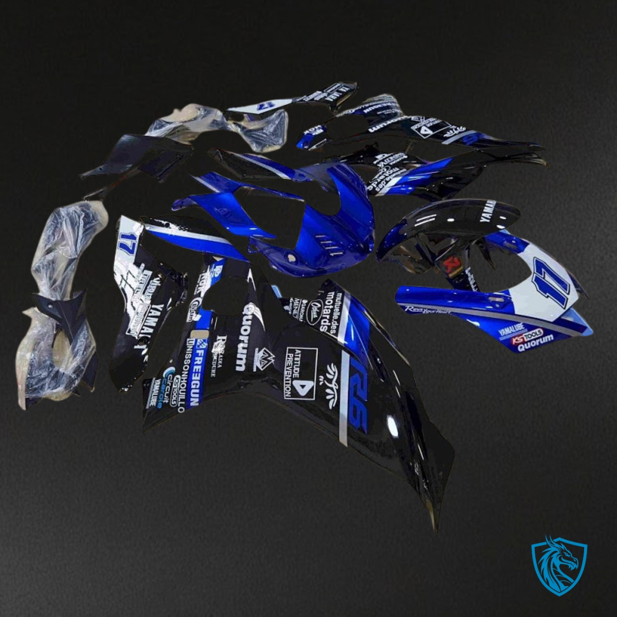 Yamaha YZF R6 (2017-2019) Blue, Black & White Fairing Kit - Aftermarket ABS Bodywork