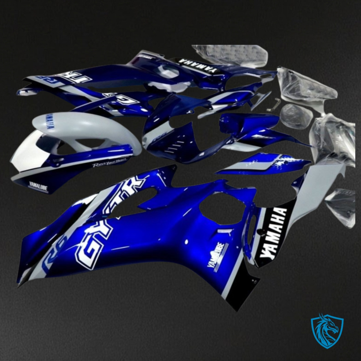 Yamaha YZF R6 (2017-2019) Glossy Blue & Gray - Custom ABS Fairing Kit