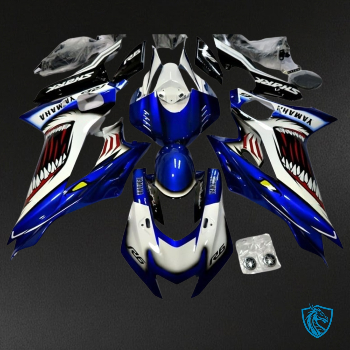 Yamaha YZF R6 (2017-2019) Blue & White Shark Fairing Kit - Aftermarket ABS Bodywork