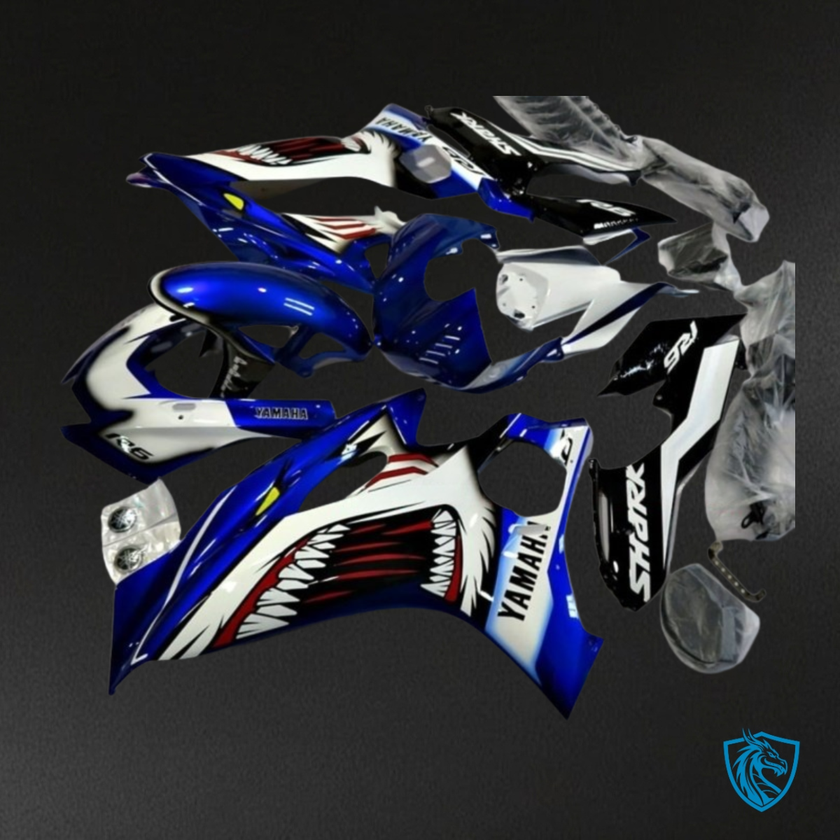 Yamaha YZF R6 (2017-2019) Blue & White Shark Fairing Kit - Aftermarket ABS Bodywork
