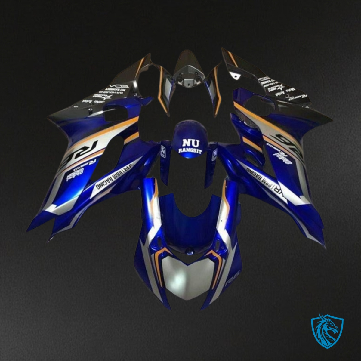 Yamaha YZF R6 (2017-2019) Blue, Silver & Orange Stripe Fairing Kit | ABS Bodywork