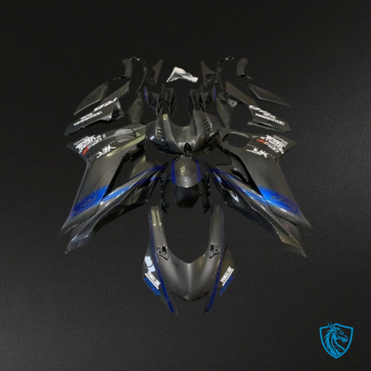 Yamaha YZF R6 (2017-2019) Black & Blue Carbon Fiber - Custom ABS Fairing Kit