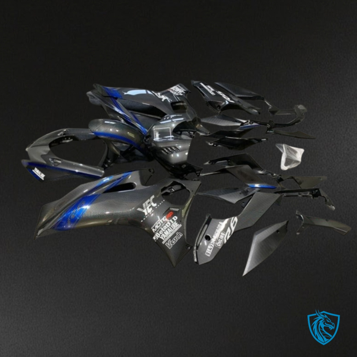 Yamaha YZF R6 (2017-2019) Black & Blue Carbon Fiber - Custom ABS Fairing Kit