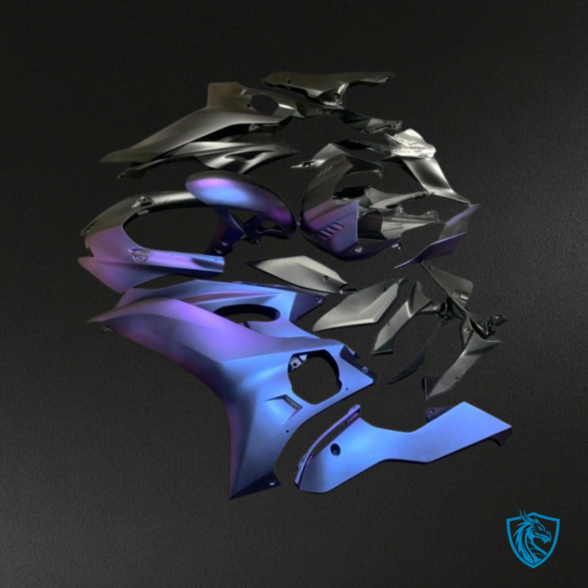 Yamaha YZF R6 (2017-2019) Blue & Black Chameleon Effect - MERGEment Motorcycle Fairings Kit