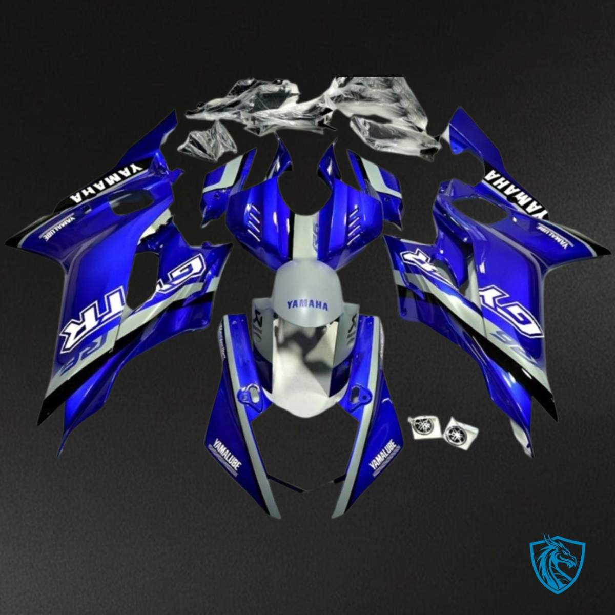 Yamaha YZF R6 (2017-2019) Gray, Blue & White Logos - Custom ABS Fairing Kit
