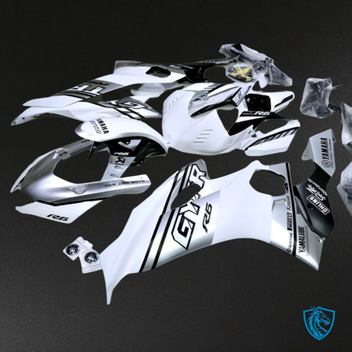Yamaha YZF R6 (2017-2019) White & Gray - Custom ABS Fairing Kit