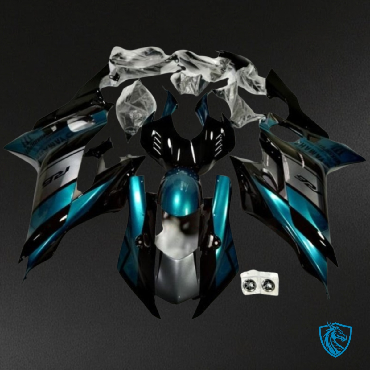 Yamaha YZF R6 (2017-2019) Black & Turquoise Blue Fairing Kit - Aftermarket ABS Bodywork