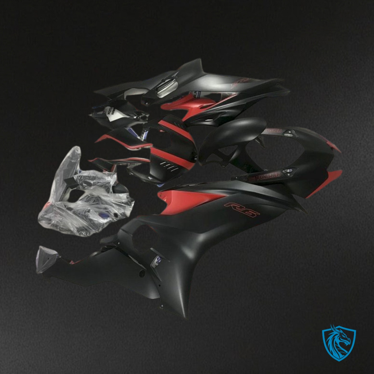 Yamaha YZF R6 (2017-2019) Matte Black Skull Fairings Kit | ABS Bodywork
