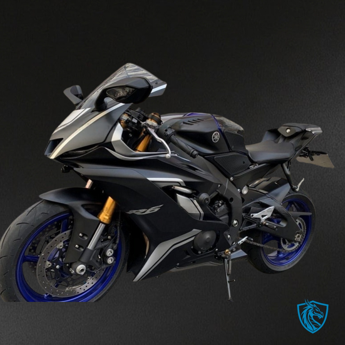 Yamaha YZF R6 (2017-2019) Matte Black, Silver & White Stripe - Custom ABS Fairing Kit
