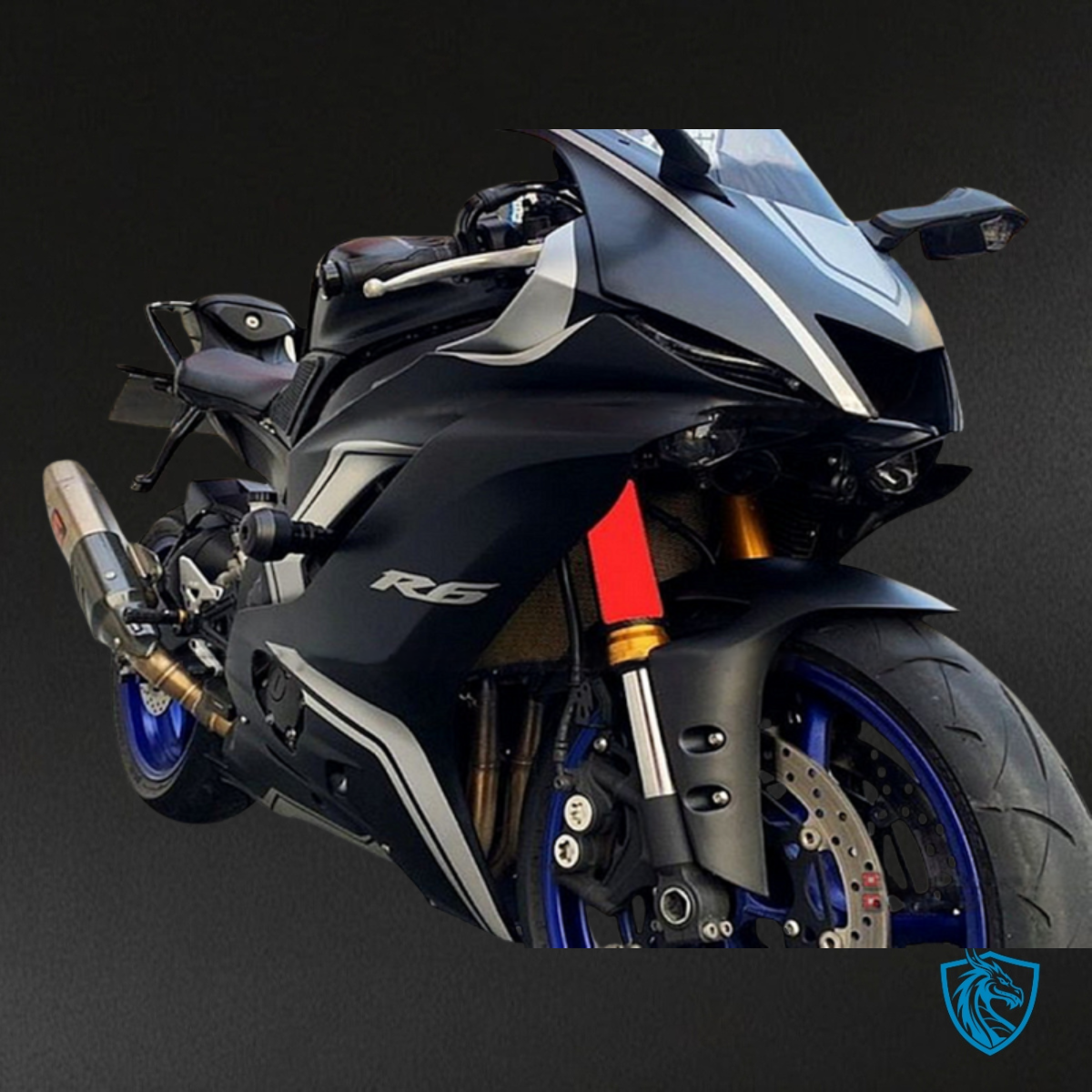 Yamaha YZF R6 (2017-2019) Matte Black, Silver & White Stripe - Custom ABS Fairing Kit