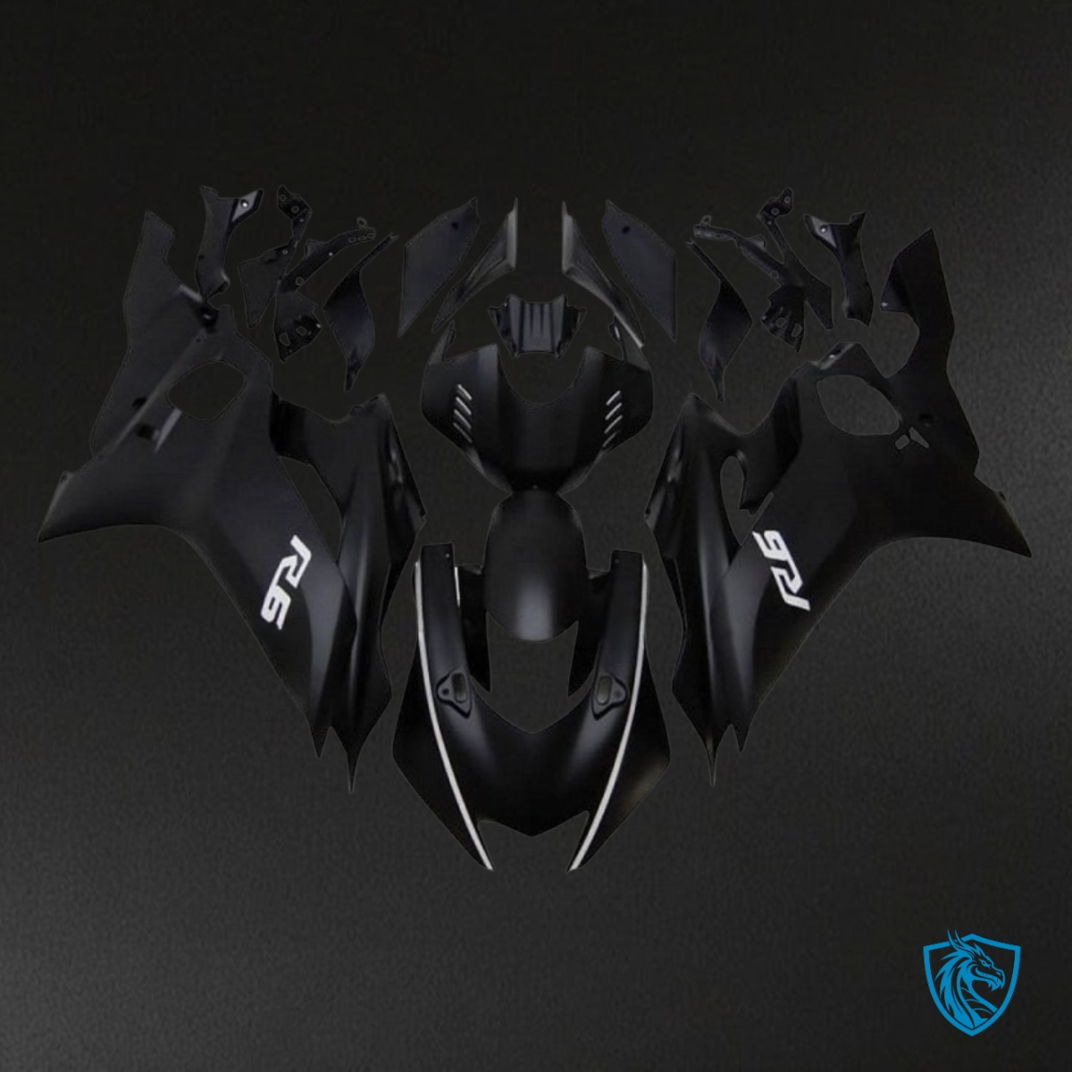 Yamaha YZF R6 (2017-2019) Matte Black & White Logo - MERGEment Motorcycle Fairings Kit