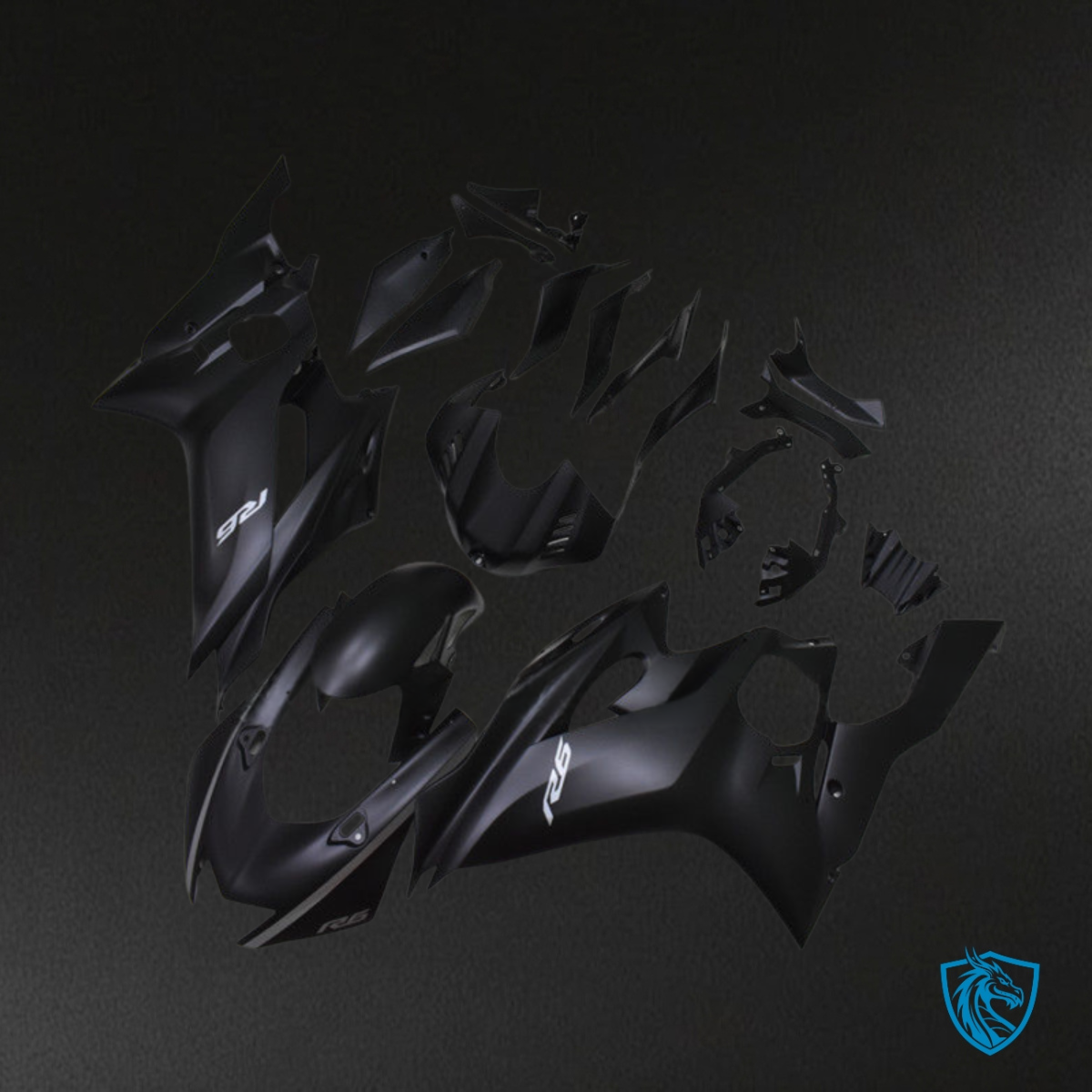 Yamaha YZF R6 (2017-2019) Matte Black & White Logo - MERGEment Motorcycle Fairings Kit