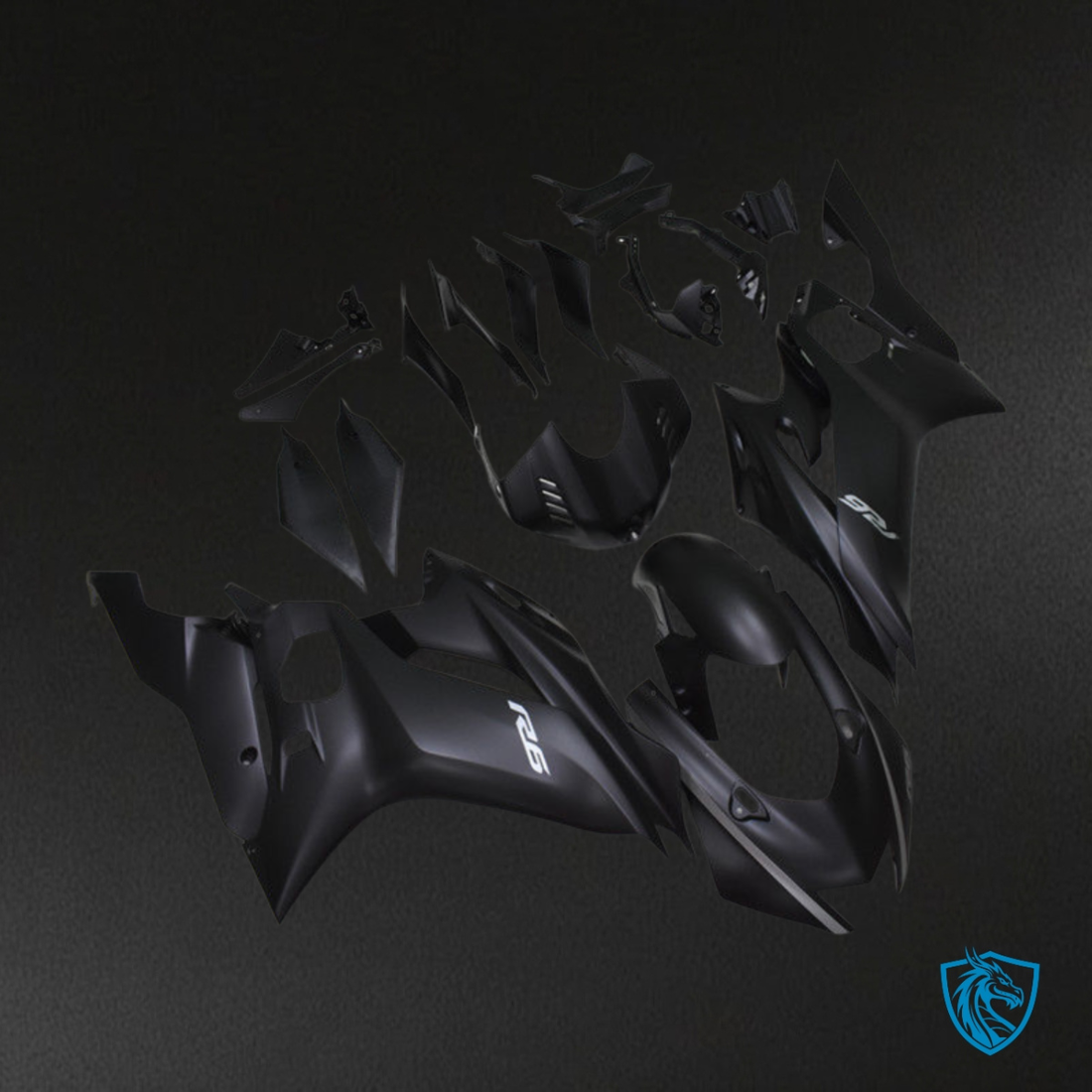 Yamaha YZF R6 (2017-2019) Matte Black & White Logo - MERGEment Motorcycle Fairings Kit