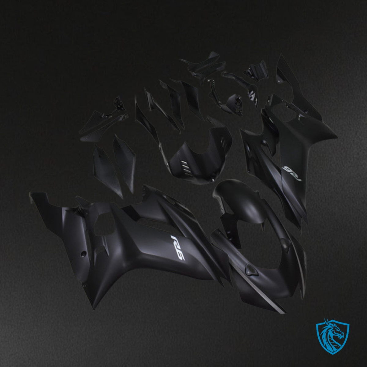 Yamaha YZF R6 (2017-2019) Matte Black & White Logo - MERGEment Motorcycle Fairings Kit