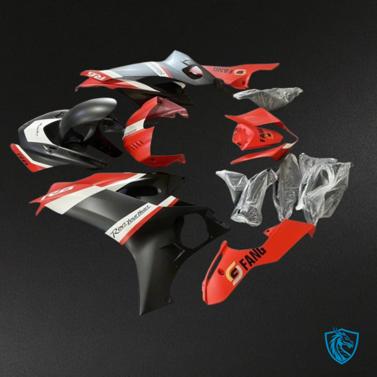 Yamaha YZF R6 (2017-2019) Red, Black & White - MERGEment Motorcycle Fairings Kit