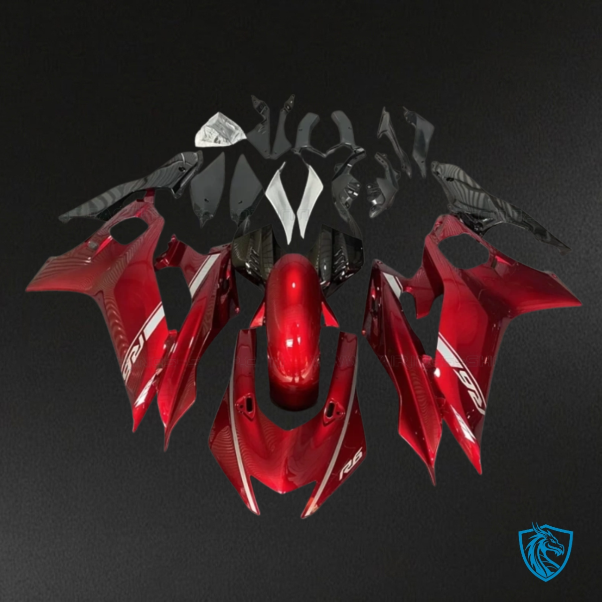 Yamaha YZF R6 (2017-2019) Gloss Red & Black Stripe Fairing Kit | ABS Bodywork