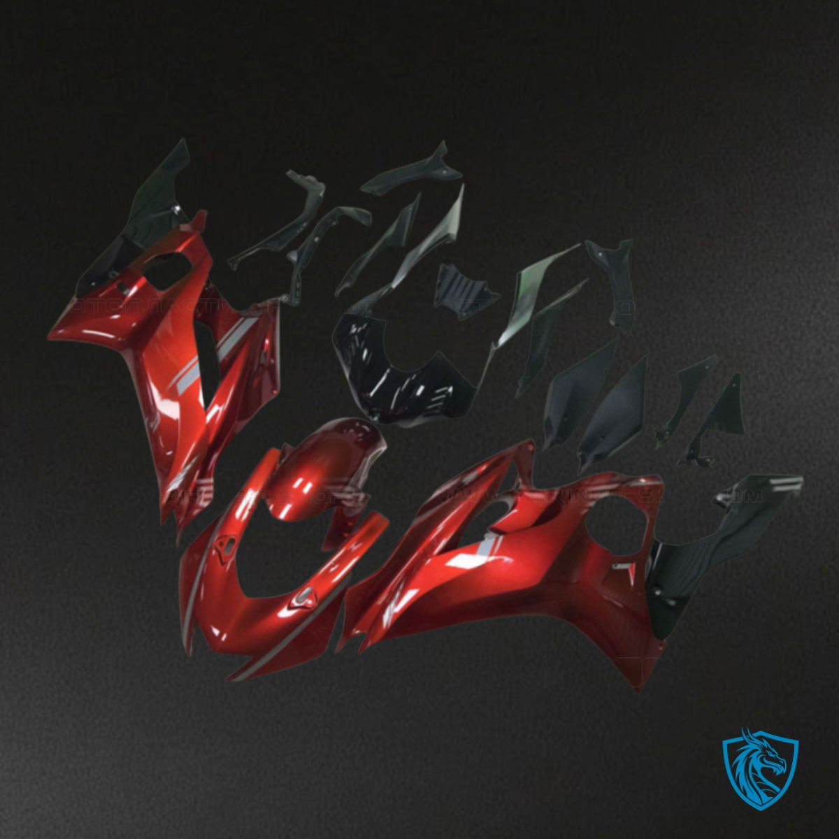 Yamaha YZF R6 (2017-2019) Gloss Red & Black Stripe Fairing Kit | ABS Bodywork